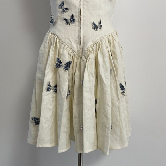 AGUA BY AGUA BENDITA Pluma Lymanopoda appliquéd gathered linen mini dress - Picture 10 of 13